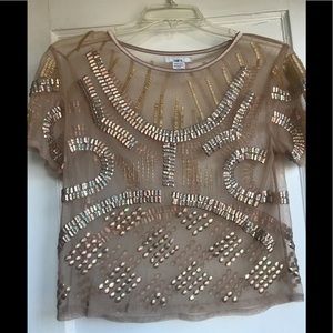 Bar III gold sheer top